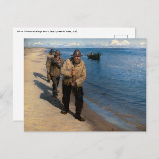 カイロ – 漁師3人がボートを引っ張る ポストカード (正面/裏面)