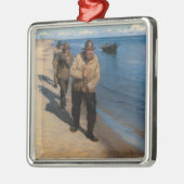 カイロ – 漁師3人がボートを引っ張る メタルオーナメント (左)