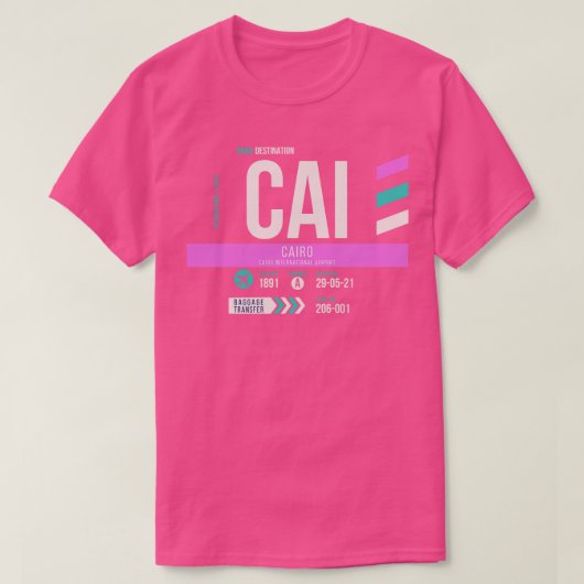 カイロ CAI 空港コード スーツケースタグ Tシャツ (デザイン正面)