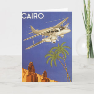 カイロ、Eygpt、二面飛行機へのヴィンテージ旅行 カード