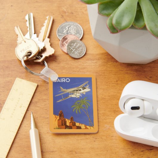 カイロ、Eygpt、二面飛行機へのヴィンテージ旅行 キーホルダー (デスク)