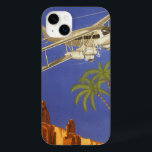 カイロ、Eygpt、二面飛行機へのヴィンテージ旅行 Case-Mate iPhone 14 Plusケース<br><div class="desc">ヴィンテージのイラストレーションアフリカの旅行や荷物用のラベルは、エジプトのカイロからファッションド、ピラミッドや砂漠やヤシの木の上に古い双翼のプロペラ飛んでいる飛行機を搭載した。</div>