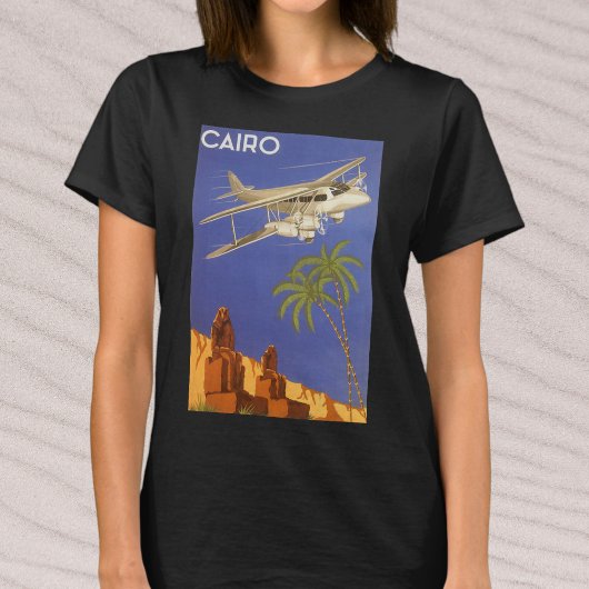 カイロ、Eygpt、二面飛行機へのヴィンテージ旅行 Tシャツ