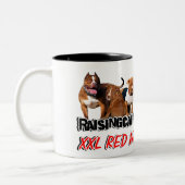 カインの犬小屋XXLの赤い鼻のピットブルのマグの上昇 ツートーンマグカップ (左)