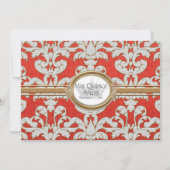 カインスアノスエレガントフローラリーフダマスクバロック 招待状 (正面)
