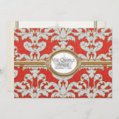 カインスアノスエレガントフローラリーフダマスクバロック 招待状 (正面/裏面)