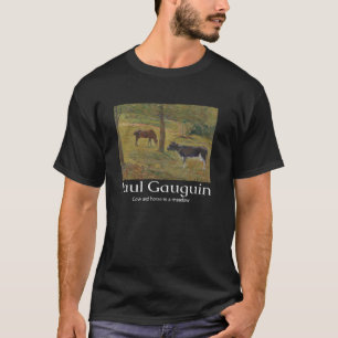 カウと馬の牧草地 ポール・ゴーギャン アート グラフィック Tシャツ