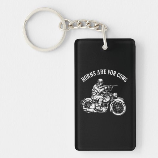 カウには角がある Funny Biker Attitude T-Shirt キーホルダー (正面)