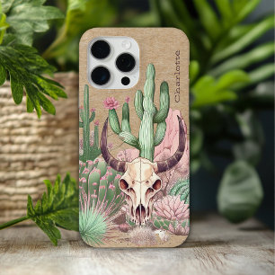 カウのドクロサボテンの砂漠の花の名前の西部劇 iPhone 15 PRO MAXケース