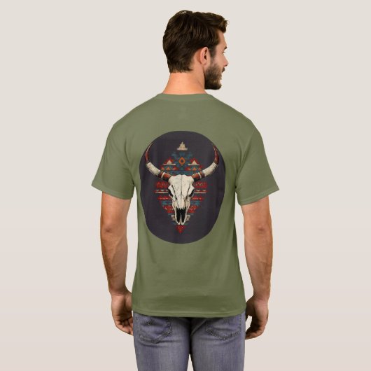 カウの頭蓋骨トーテム Tシャツ (裏面フル)