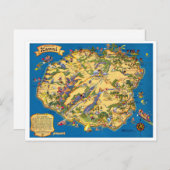 カウアイおもしろいヴィンテージの地図 ポストカード (正面/裏面)