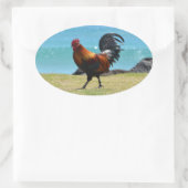 カウアイの雄鶏 楕円形シール (バッグ)