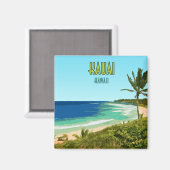 カウアイハワイコーストビーチヴィンテージ マグネット (正面/裏面)