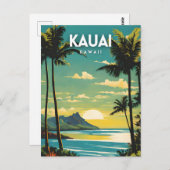 カウアイハワイノスタルジックヴィンテージ ポストカード (正面/裏面)