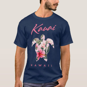 カウアイハワイハイビスカスフラワーウミガメTシャツ2 Tシャツ