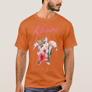 カウアイハワイハイビスカスフラワーウミガメTシャツ3 Tシャツ