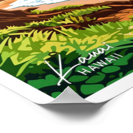 カウアイハワイ旅行ヴィンテージイラストレーション ポスター (角)