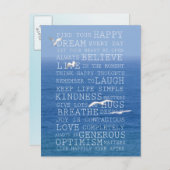 カウアイハワイ海バード感動的引用文 ポストカード (正面/裏面)