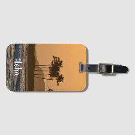 カウアイハワイ海パームツリーズサンセット ラゲッジタグ