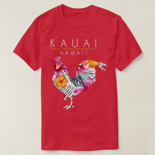 カウアイハワイ花ハイビスカスチキンフルーバーお土産 Tシャツ (デザイン正面)