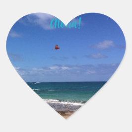 カウアイハートアロハステッカー ハートシール