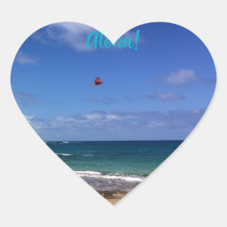 カウアイハートアロハステッカー ハートシール