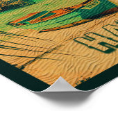 カウアイビーチハワイレトロパームツリーズ60sお土産 ポスター (角)