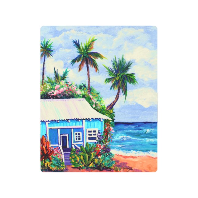 カウアイブルービーチコテージメタルプリント メタルプリント (正面)