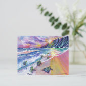 カウアイベビーウミガメat theビーチハワイカード ポストカード (スタンド正面)