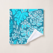 カウアイモーニングハワイアンフローラ&ストライプコーディネート バスタオルセット (ウォッシュタオル)