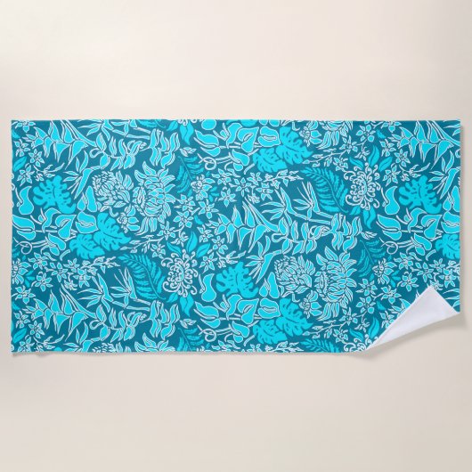 カウアイモーニングハワイアンプロテアフローラトゥルク ビーチタオル (正面)