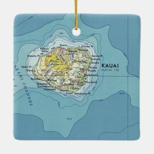 カウアイヴィンテージの地図 セラミックオーナメント (裏面)