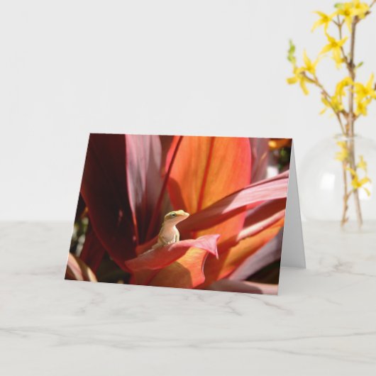 カウアイ島のトカゲ カード (黄色い花)