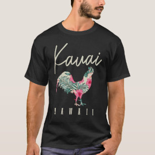 カウアイ島のニワトリ ハワイ ハイビスカス ハワイアンアイランドの記念品 Tシャツ