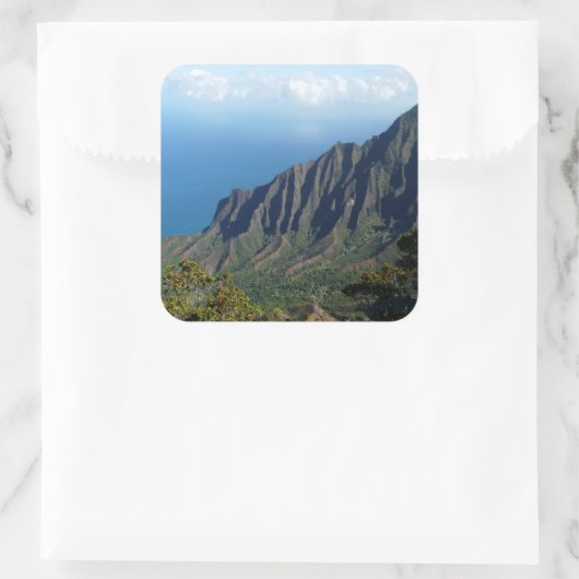 カウアイ島の写真のステッカーのNa Paliの海岸 スクエアシール (バッグ)