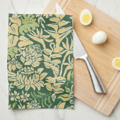 カウアイ島の朝のハワイのプロテアの花柄 キッチンタオル (四つ折り)