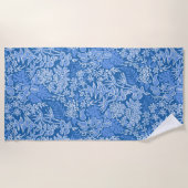 カウアイ島の朝のハワイのプロテアの花柄-青 ビーチタオル (正面)
