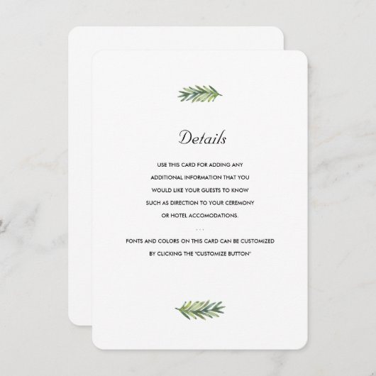 カウアイ島の結婚式の挿入物 エンクロージャーカード (正面/裏面)