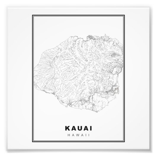 カウアイ島地図 フォトプリント            (正面)