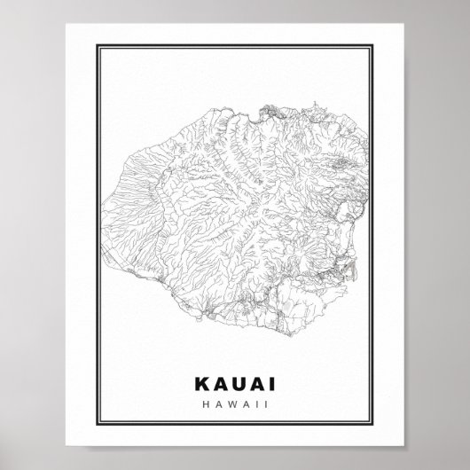 カウアイ島地図 ポスター (正面)