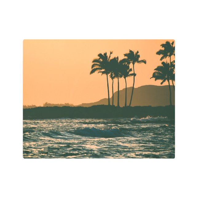 カウアイ海サンセット メタルプリント (正面)