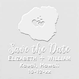 カウアイ・ハワイの地図ウェディング日付を保存