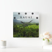 カウアイ、ハワイの風景のシーン スクエア壁時計 (ホーム)