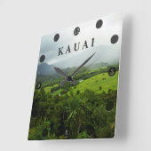 カウアイ、ハワイの風景のシーン スクエア壁時計 (傾斜)