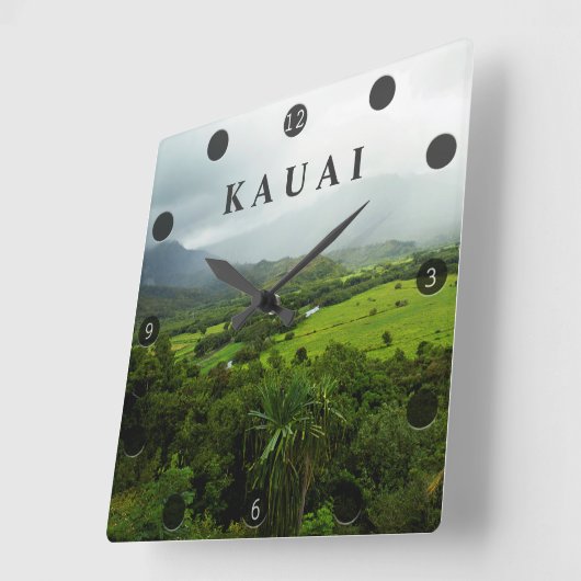 カウアイ、ハワイの風景のシーン スクエア壁時計 (傾斜)