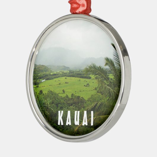 カウアイ、ハワイの風景のシーン メタルオーナメント (左)