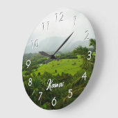 カウアイ、ハワイの風景のシーン ラウンド壁時計 (傾斜)