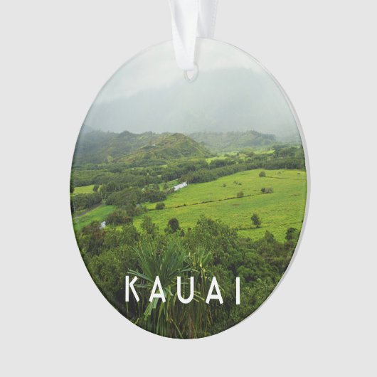 カウアイ、ハワイの風景2写真&文字 オーナメント (正面)