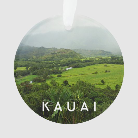 カウアイ、ハワイの風景2写真&文字 オーナメント (正面)