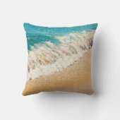 カウアイ、ハワイビーチ-ティール(緑がかった色)海波形フォトピロー クッション (裏面)